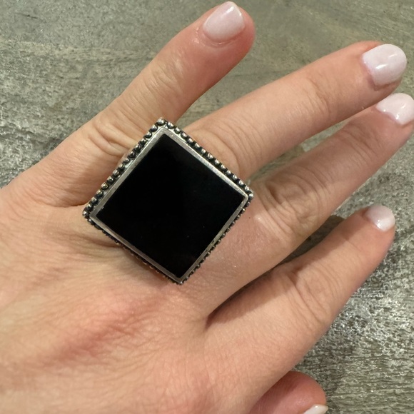 EXEX by Claudia Agudelo 925 Sterling Silver Bold Ring with Square Onyx - Picture 13 of 13